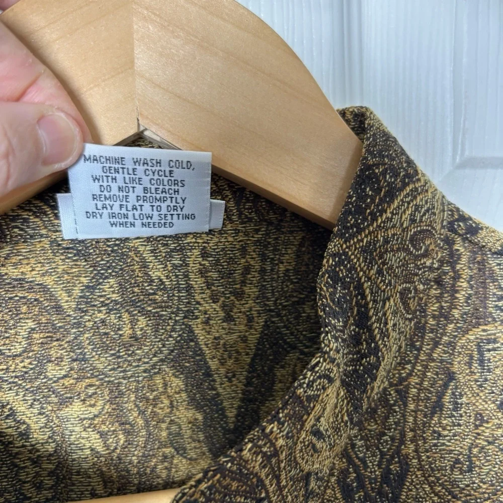 BonWorth Tapestry Jacket Women's Large Full Zipper Brown Paisley Jacquard Granny